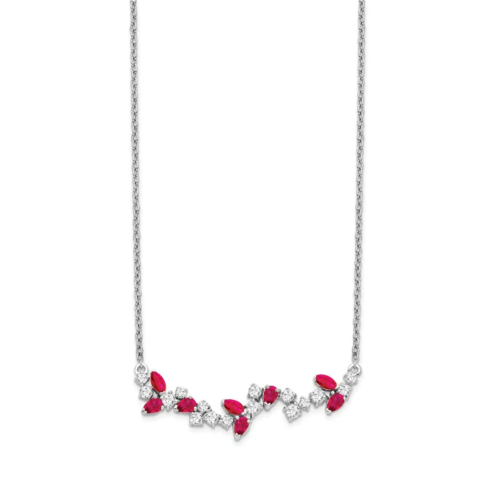 Necklaces Goldia 14k White Gold 38 Ct Lab Grown Diamond VSSI G and Created Ruby 18 inch Bar Necklace