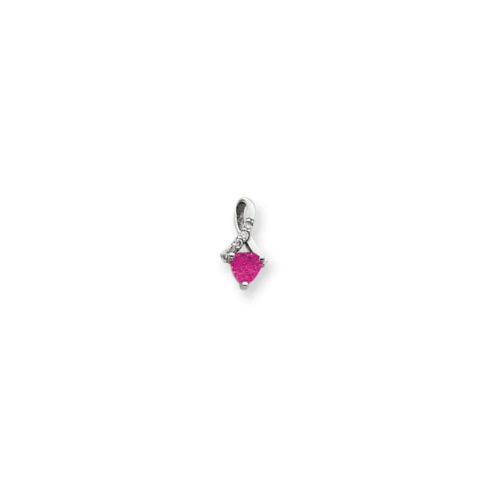 Necklaces Goldia 14k White Gold 5mm Pink Sapphire A Real Diamond pendant Necklaces Goldia 14k White Gold 5mm Pink Sapphire A Real Diamond pendant