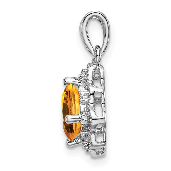 Necklaces Goldia 14k White Gold Citrine and Real Diamond Scalloped Pendant
