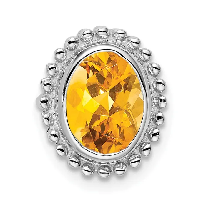Necklaces Goldia 14K White Gold Oval Citrine Chain Slide