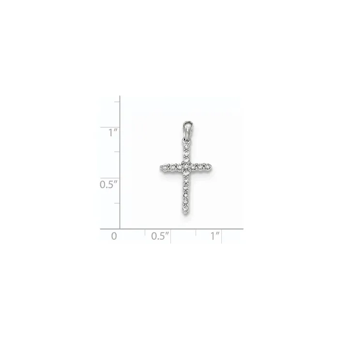 Necklaces Goldia 14K White Gold Polished Real Diamond Cross Pendant