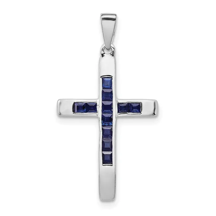 Necklaces Goldia 14k White Gold Sapphire Cross Pendant