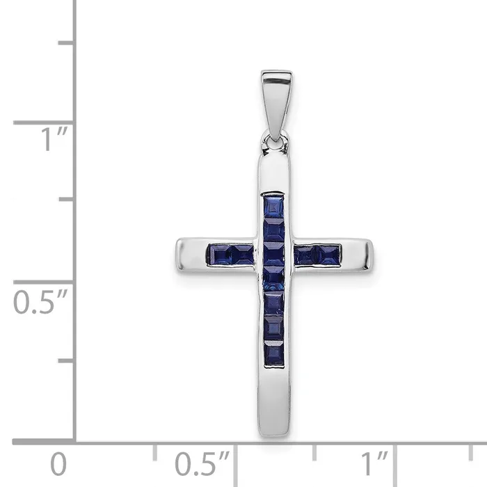 Necklaces Goldia 14k White Gold Sapphire Cross Pendant