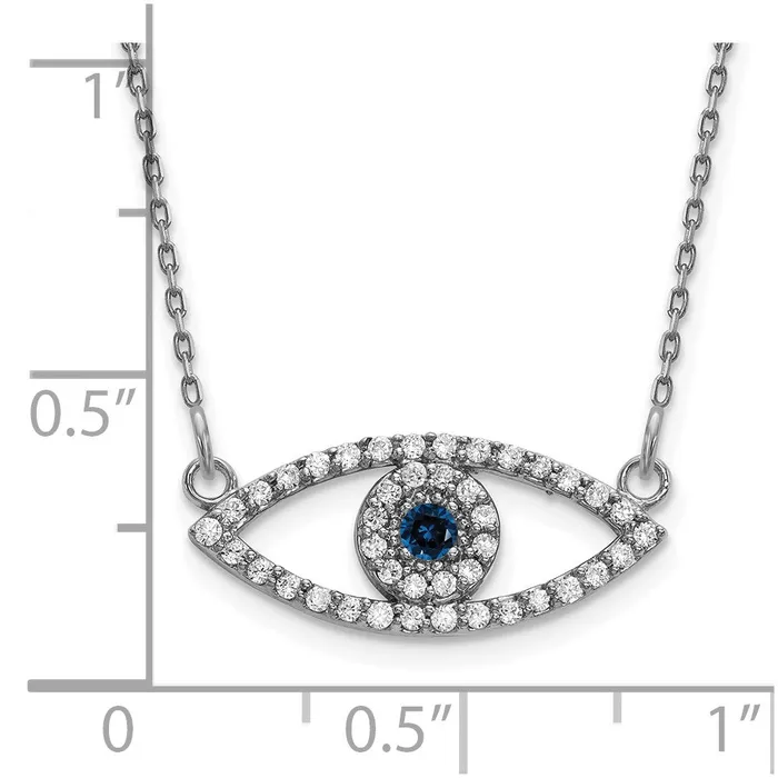 Necklaces Goldia 14k White Gold Small Real Diamond and Sapphire Evil Eye Necklace