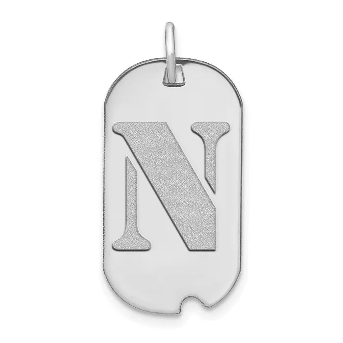 Necklaces Goldia 14k White Goldw Polished Letter N Initial Dog Tag Pendant