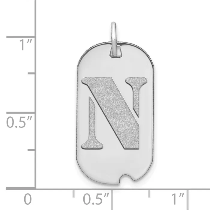 Necklaces Goldia 14k White Goldw Polished Letter N Initial Dog Tag Pendant
