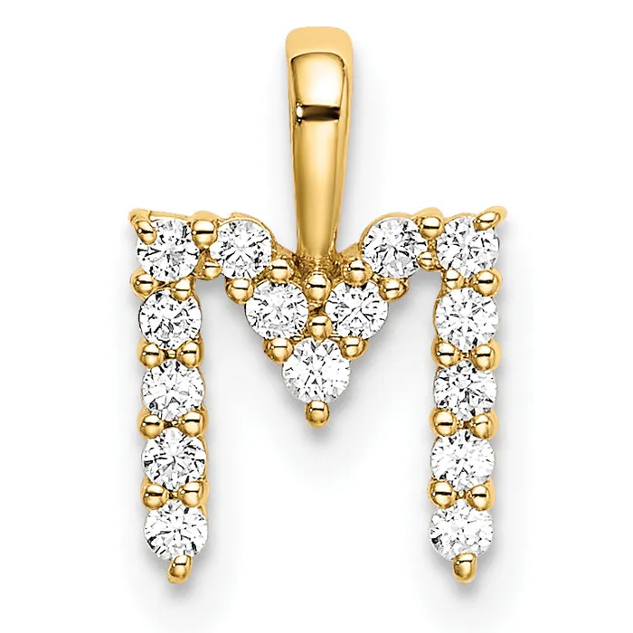 Necklaces Goldia 14k Yellow Gold 16 Ct Lab Grown Diamond VSSI G Letter M Initial Pendant Necklaces Goldia 14k Yellow Gold 16 Ct Lab Grown Diamond VSSI G Letter M Initial Pendant