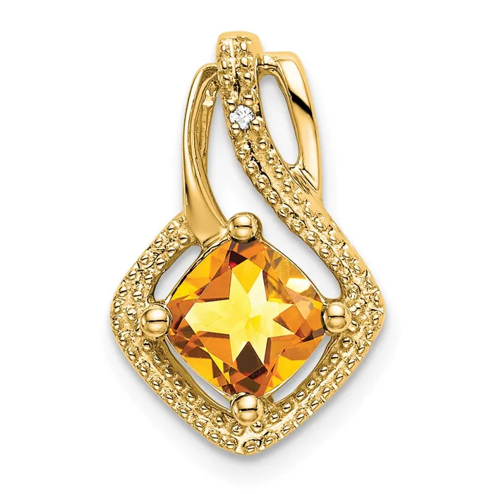 Necklaces Goldia 14K Yellow Gold Citrine and Real Diamond Pendant
