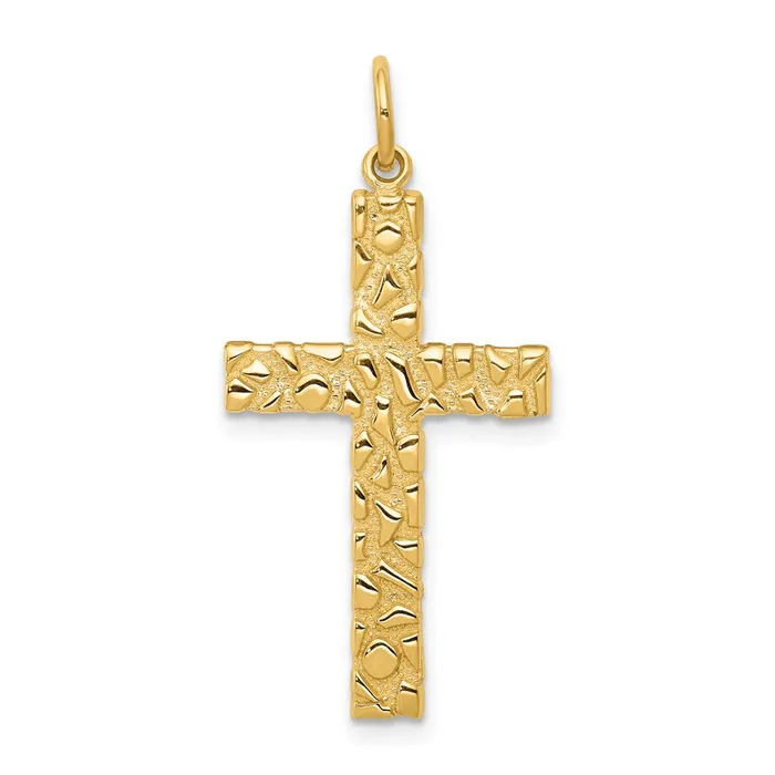 Necklaces Goldia 14k Yellow Gold Nugget Style Cross Pendant