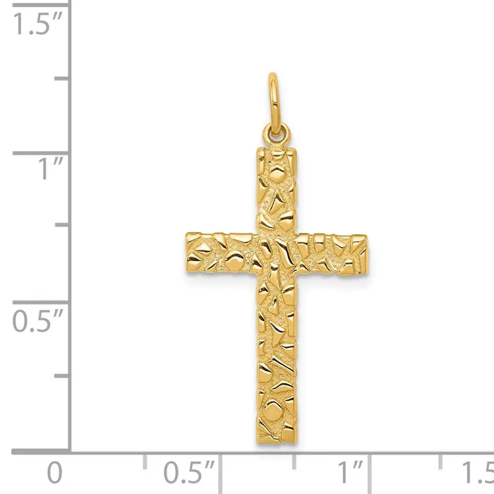 Necklaces Goldia 14k Yellow Gold Nugget Style Cross Pendant