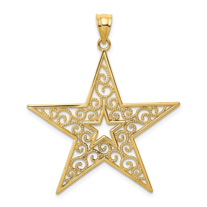 Necklaces Goldia 14k Yellow Gold Polished Filigree Star Pendant