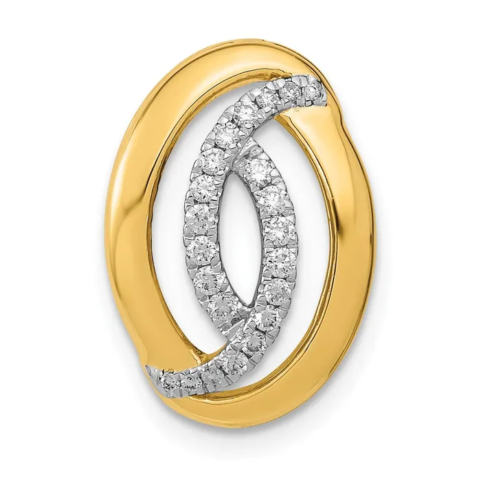 Necklaces Goldia 14K Yellow Gold Polished Real Diamond Oval Chain Slide