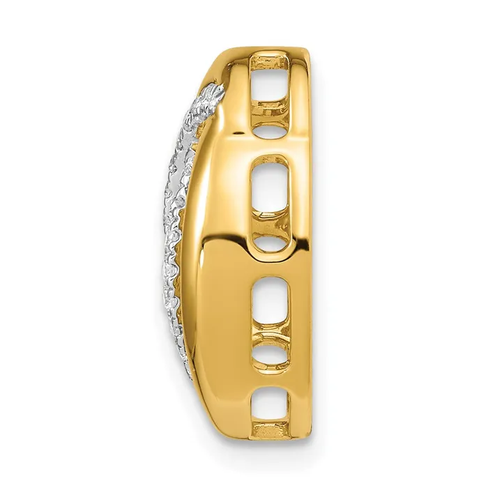 Necklaces Goldia 14K Yellow Gold Polished Real Diamond Oval Chain Slide
