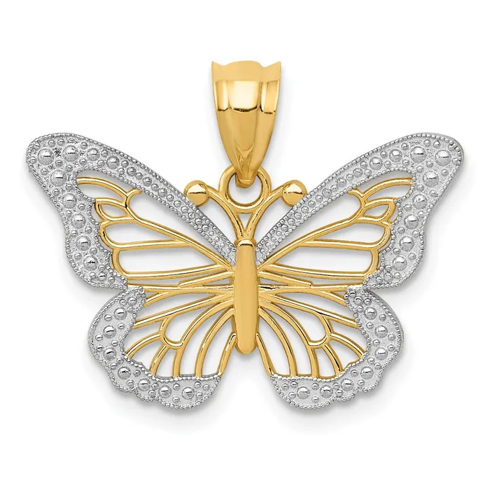 Necklaces Goldia 14k Yellow Rhodium Gold w Rhodium Butterfly Pendant