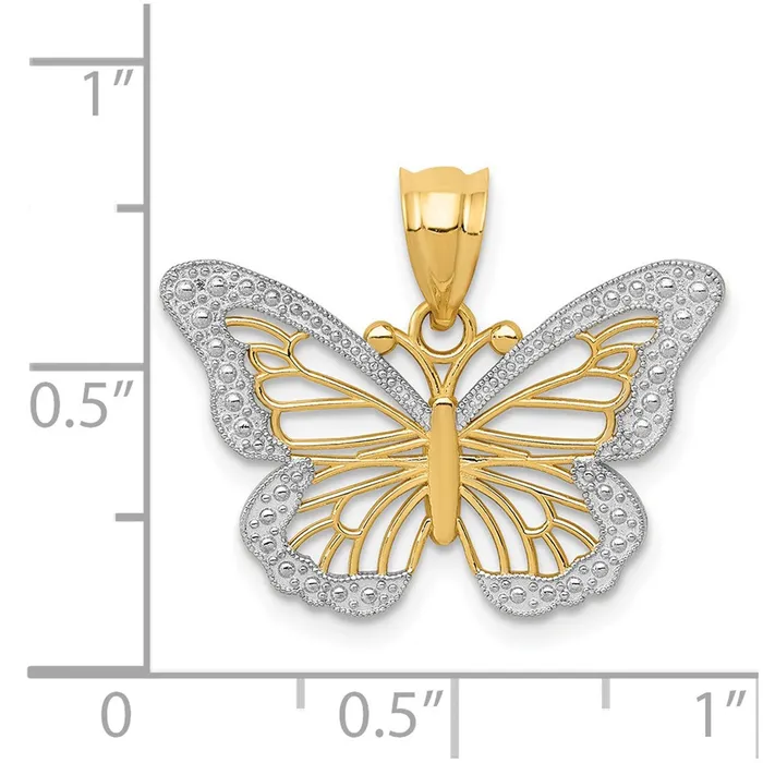 Necklaces Goldia 14k Yellow Rhodium Gold w Rhodium Butterfly Pendant