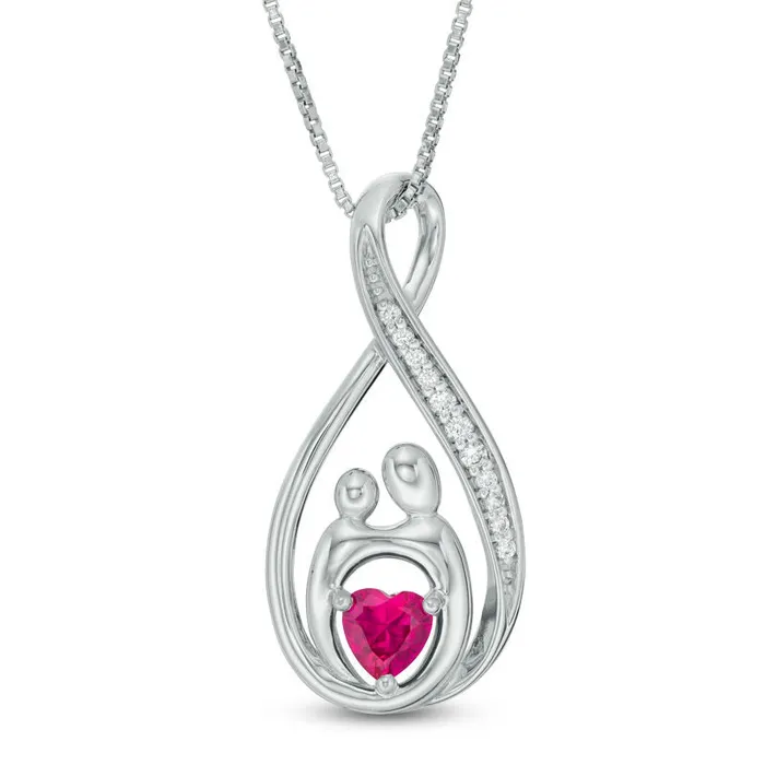 Necklaces Goldia 50mm HeartShaped LabCreated Ruby and White Sapphire Infinity Motherly Love Pendant in Sterling Silver Necklaces Goldia 50mm HeartShaped LabCreated Ruby and White Sapphire Infinity Motherly Love Pendant in Sterling Silver