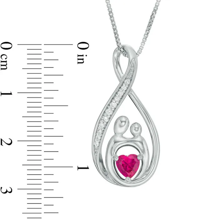 Necklaces Goldia 50mm HeartShaped LabCreated Ruby and White Sapphire Infinity Motherly Love Pendant in Sterling Silver Necklaces Goldia 50mm HeartShaped LabCreated Ruby and White Sapphire Infinity Motherly Love Pendant in Sterling Silver