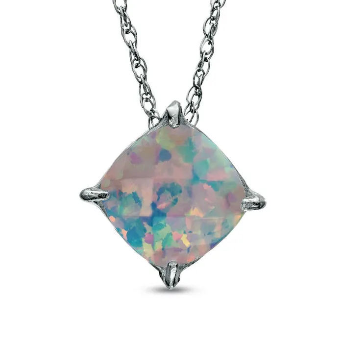 Necklaces Goldia 80mm CushionCut LabCreated Opal Pendant in Sterling Silver Necklaces Goldia 80mm CushionCut LabCreated Opal Pendant in Sterling Silver