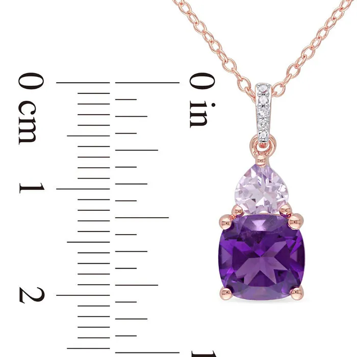 Necklaces Goldia Amethyst and Natural Diamond Accent Pendant in Sterling Silver with Rose Rhodium Necklaces Goldia Amethyst and Natural Diamond Accent Pendant in Sterling Silver with Rose Rhodium