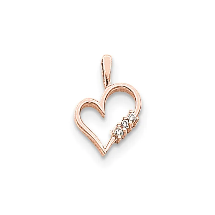 Necklaces Goldiacom 14k Rose Gold AAA Diamond heart pendant