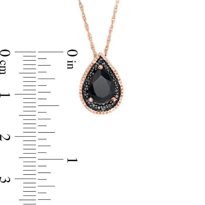 Necklaces Goldia LabCreated Black Sapphire and 01 CT TW Enhanced Black Diamond Pendant in Sterling Silver with 14K Rose Gold Plate Necklaces Goldia LabCreated Black Sapphire and 01 CT TW Enhanced Black Diamond Pendant in Sterling Silver with 14K Rose Gold Plate