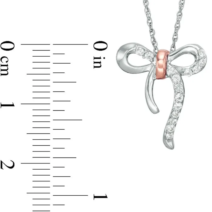 Necklaces Goldia LabCreated White Sapphire Bow Necklace in Sterling Silver and 10K Rose Gold Necklaces Goldia LabCreated White Sapphire Bow Necklace in Sterling Silver and 10K Rose Gold