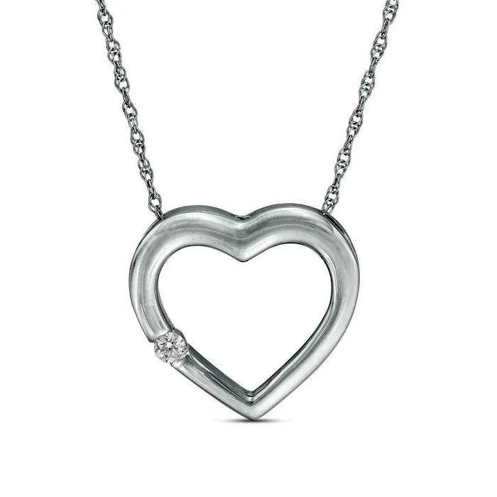 Necklaces Goldia Natural Diamond Accent Heart Pendant in 10K White Gold