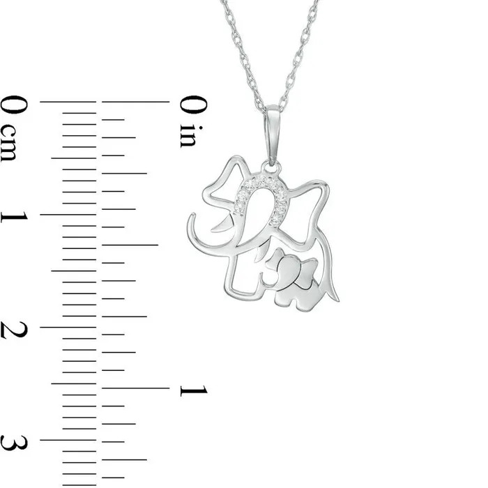 Necklaces Goldia Natural Diamond Accent LaserCut Elephant and Calf Pendant in 10K White Gold Necklaces Goldia Natural Diamond Accent LaserCut Elephant and Calf Pendant in 10K White Gold