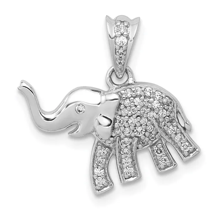 Necklaces Goldia Natural Diamond Elephant Luck Pendant in Solid 14k White Gold Necklaces Goldia Natural Diamond Elephant Luck Pendant in Solid 14k White Gold