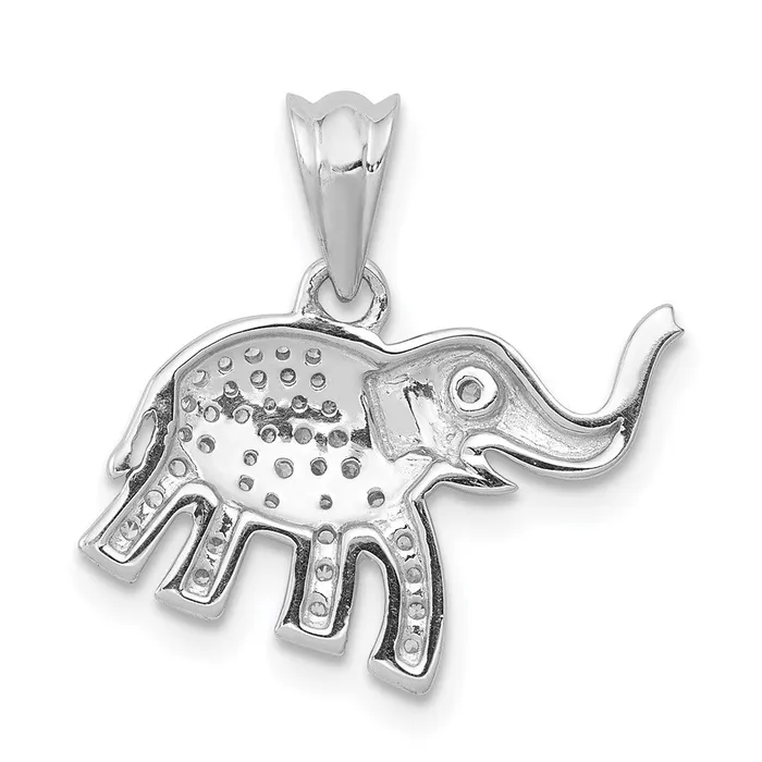 Necklaces Goldia Natural Diamond Elephant Luck Pendant in Solid 14k White Gold