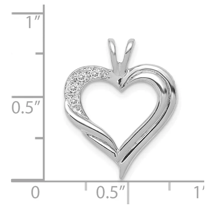 Necklaces Goldia Solid 14k White Gold Simulated CZ Fancy Heart Pendant