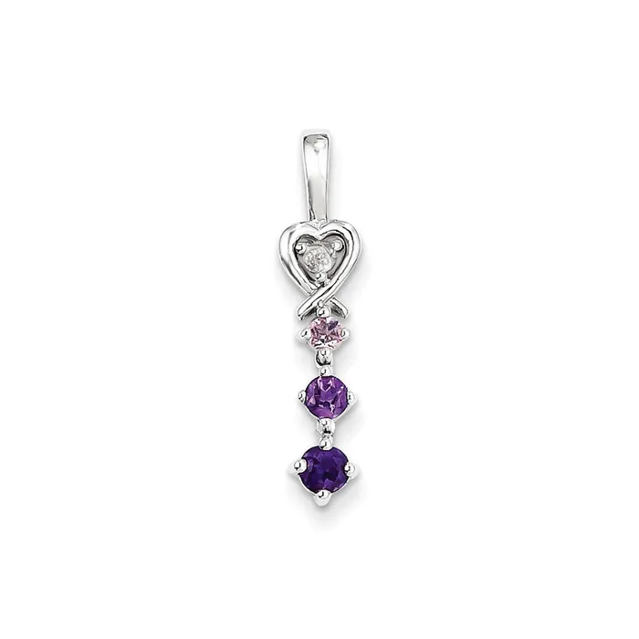 Necklaces Goldia Sterling Silver Pink Quartz u0026 Quartz Diamond Pendant