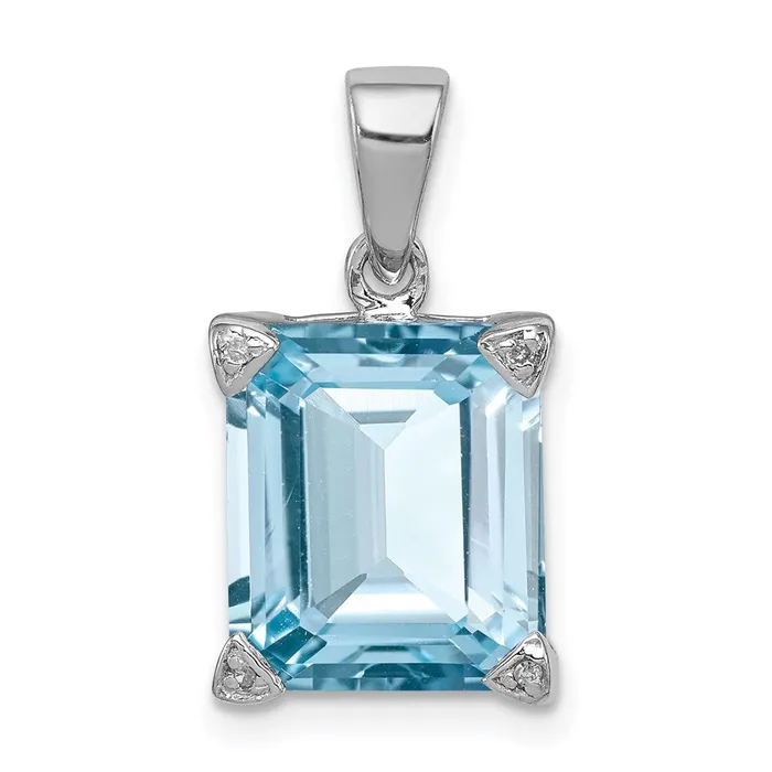Necklaces Goldia Sterling Silver Rhodium Light Swiss Blue Topaz Diamond Pendant Necklaces Goldia Sterling Silver Rhodium Light Swiss Blue Topaz Diamond Pendant
