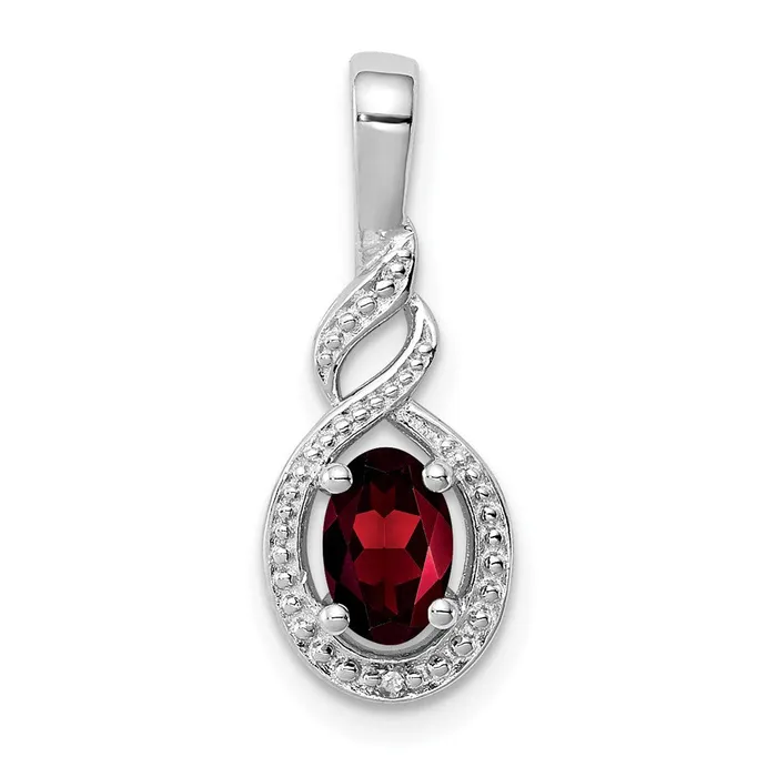 Necklaces Goldia Sterling Silver Rhodiumplated Garnet u0026 Diamond Pendant