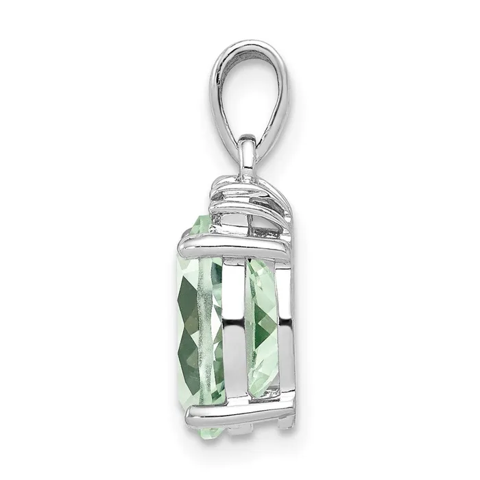 Necklaces Goldia Sterling Silver Rhodium Plated Green Quartz and Diamond Pendant