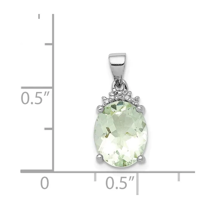 Necklaces Goldia Sterling Silver Rhodium Plated Green Quartz and Diamond Pendant