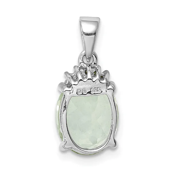 Necklaces Goldia Sterling Silver Rhodium Plated Green Quartz and Diamond Pendant