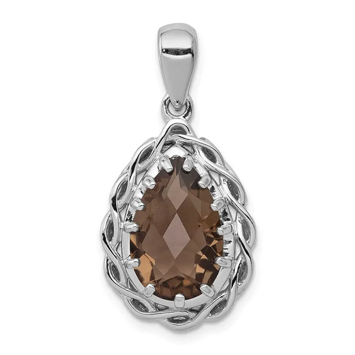 Necklaces Goldia Sterling Silver Rhodiumplated Smoky Quartz Pendant