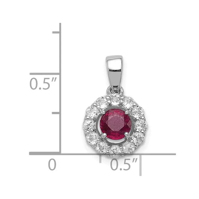 Necklaces Goldia Sterling Silver Rhodiumplated White Topaz u0026 Glass Filled Ruby Pendant