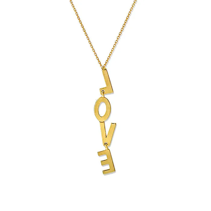 Necklaces Goldia Vertical LOVE Necklace in 14K Gold