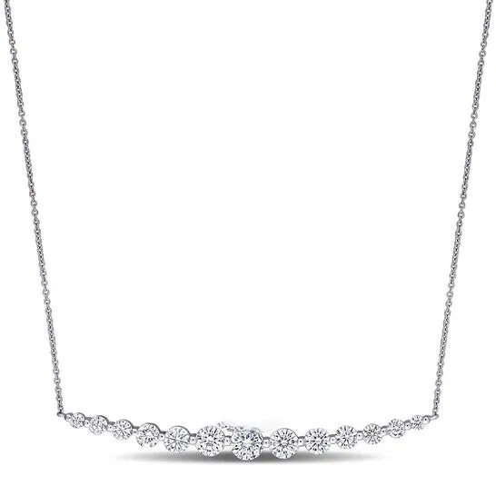 Necklaces JMS always Original AMOUR 212 CT DEW Created Moissanite Bar Necklace In 10K White Gold Necklaces JMS always Original AMOUR 212 CT DEW Created Moissanite Bar Necklace In 10K White Gold