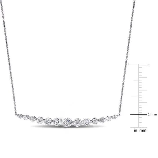 Necklaces JMS always Original AMOUR 212 CT DEW Created Moissanite Bar Necklace In 10K White Gold Necklaces JMS always Original AMOUR 212 CT DEW Created Moissanite Bar Necklace In 10K White Gold