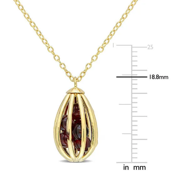 Necklaces JMS always Original AMOUR 3 58 CT TGW Garnet Cage Pendant with Chain In Yellow Plated Sterling Silver Necklaces JMS always Original AMOUR 3 58 CT TGW Garnet Cage Pendant with Chain In Yellow Plated Sterling Silver
