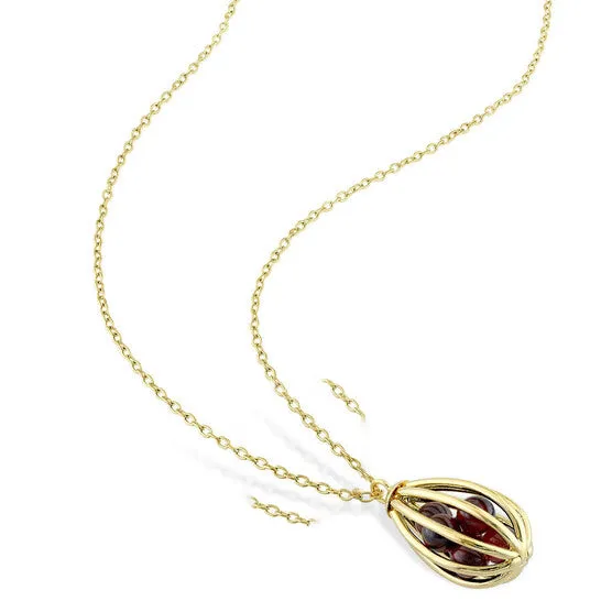 Necklaces JMS always Original AMOUR 3 58 CT TGW Garnet Cage Pendant with Chain In Yellow Plated Sterling Silver Necklaces JMS always Original AMOUR 3 58 CT TGW Garnet Cage Pendant with Chain In Yellow Plated Sterling Silver