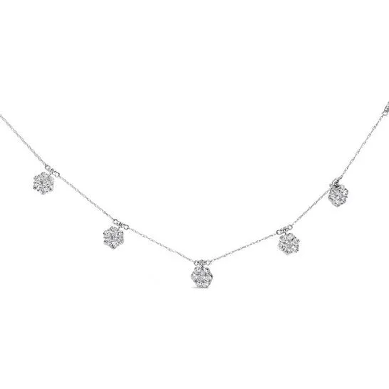 Necklaces JMS always Original Haus of Brilliance 10K White Gold 30 Cttw RoundCut Diamond 7 Stone Cluster Station Necklace HI Color I1I2 Clarity 18 Necklaces JMS always Original Haus of Brilliance 10K White Gold 30 Cttw RoundCut Diamond 7 Stone Cluster Station Necklace HI Color I1I2 Clarity 18