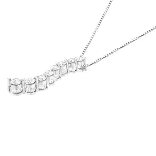 Necklaces JMS always Original Haus of Brilliance AGS Certified 14k White Gold 30 cttw BaguetteBrilliant Round Diamond Journey 18 Pendant Necklace Necklaces JMS always Original Haus of Brilliance AGS Certified 14k White Gold 30 cttw BaguetteBrilliant Round Diamond Journey 18 Pendant Necklace