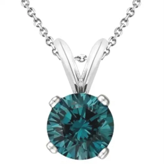 Necklaces JMS always Original Maulijewels 030 Carat Natural Round Blue Diamond Solitaire Pendant In 14K White Gold With 18 14K White Gold Plated Sterling Silver Box Chain Necklaces JMS always Original Maulijewels 030 Carat Natural Round Blue Diamond Solitaire Pendant In 14K White Gold With 18 14K White Gold Plated Sterling Silver Box Chain