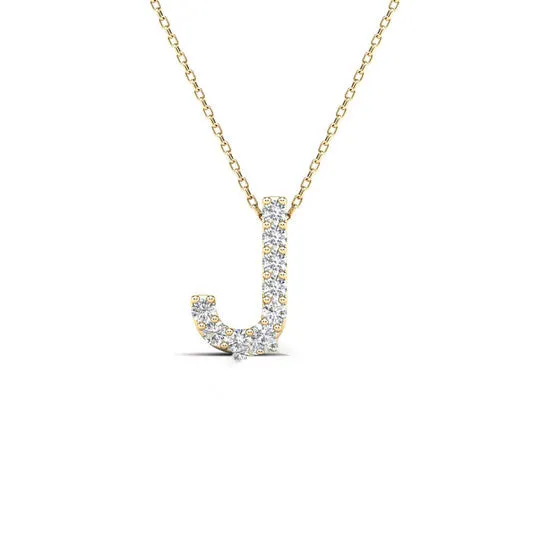 Necklaces JMS always Original Maulijewels 14K Yellow Gold Initial J 009 Carat Natural Round White Diamond Pendant Necklace With 18 Cable Chain Necklaces JMS always Original Maulijewels 14K Yellow Gold Initial J 009 Carat Natural Round White Diamond Pendant Necklace With 18 Cable Chain