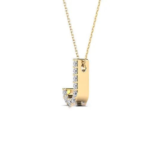 Necklaces JMS always Original Maulijewels 14K Yellow Gold Initial J 009 Carat Natural Round White Diamond Pendant Necklace With 18 Cable Chain Necklaces JMS always Original Maulijewels 14K Yellow Gold Initial J 009 Carat Natural Round White Diamond Pendant Necklace With 18 Cable Chain