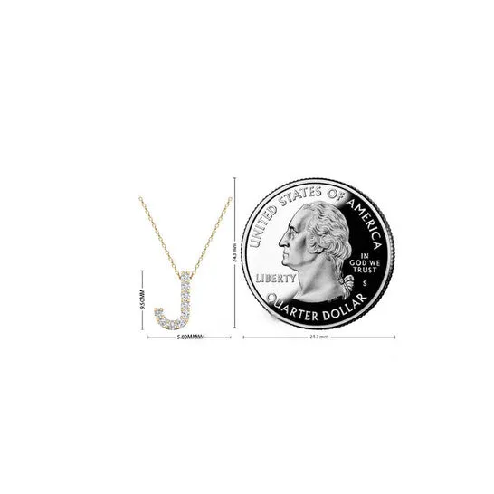 Necklaces JMS always Original Maulijewels 14K Yellow Gold Initial J 009 Carat Natural Round White Diamond Pendant Necklace With 18 Cable Chain Necklaces JMS always Original Maulijewels 14K Yellow Gold Initial J 009 Carat Natural Round White Diamond Pendant Necklace With 18 Cable Chain